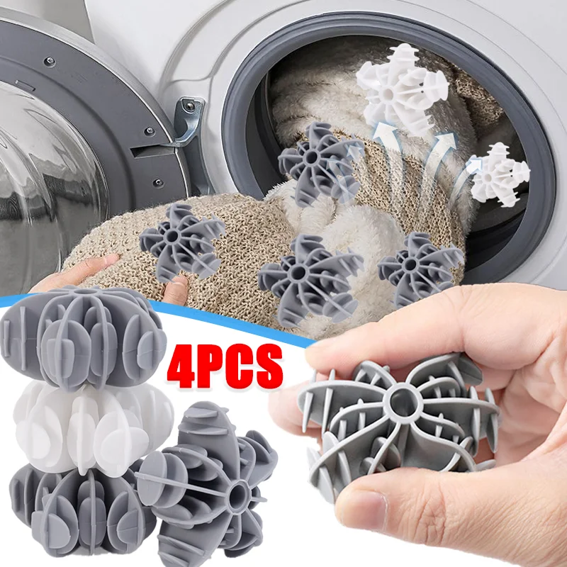 

1/4PCS Reusable Silicone Laundry Ball Clothes Pet Hair Remover Catcher Dryer Ball for Laundry Washing Machine Cleaning Accessory