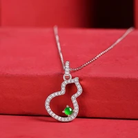 tkj new sterling silver temperament inlaid emerald necklace fucui duobao pendant ladies necklace fashion clavicle chain jewelry