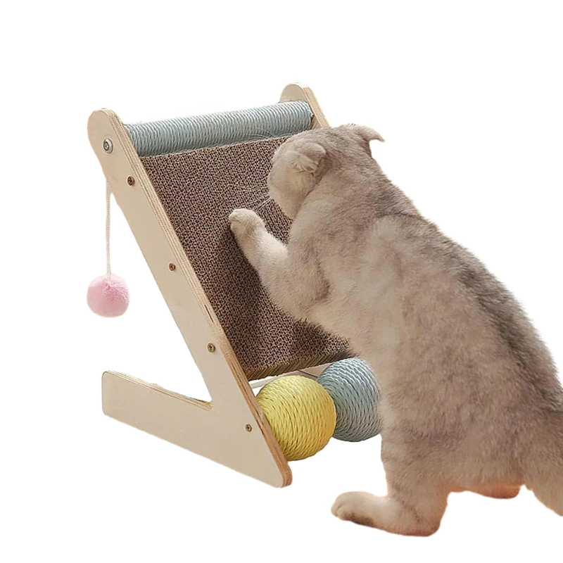 

Wood Cat Scratcher Board Pet Toys Vertical Wear Resistance Chipproof Corrugated Paper Claw Board Self - Amusement Machine