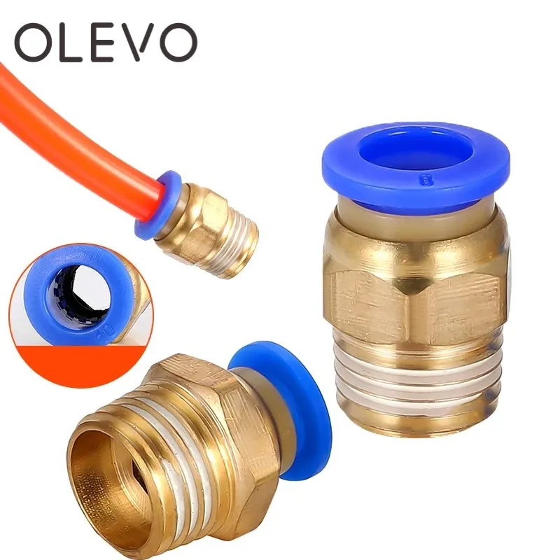 PC Air Pneumatic Fitting Quick Connector 4-m5 4-M6 4mm 6mm 8mm 10mm 12mm Male Thread 1/4 1/2 1/8 3/8 Compressed Hose Tube Pipe