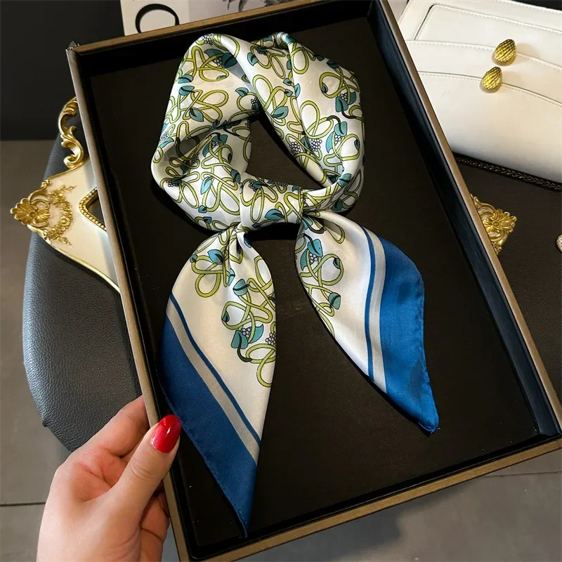 Роскошный Женский Квадратный Шелковый Шарф С Цветочным Принтом Мягкая Бархатная