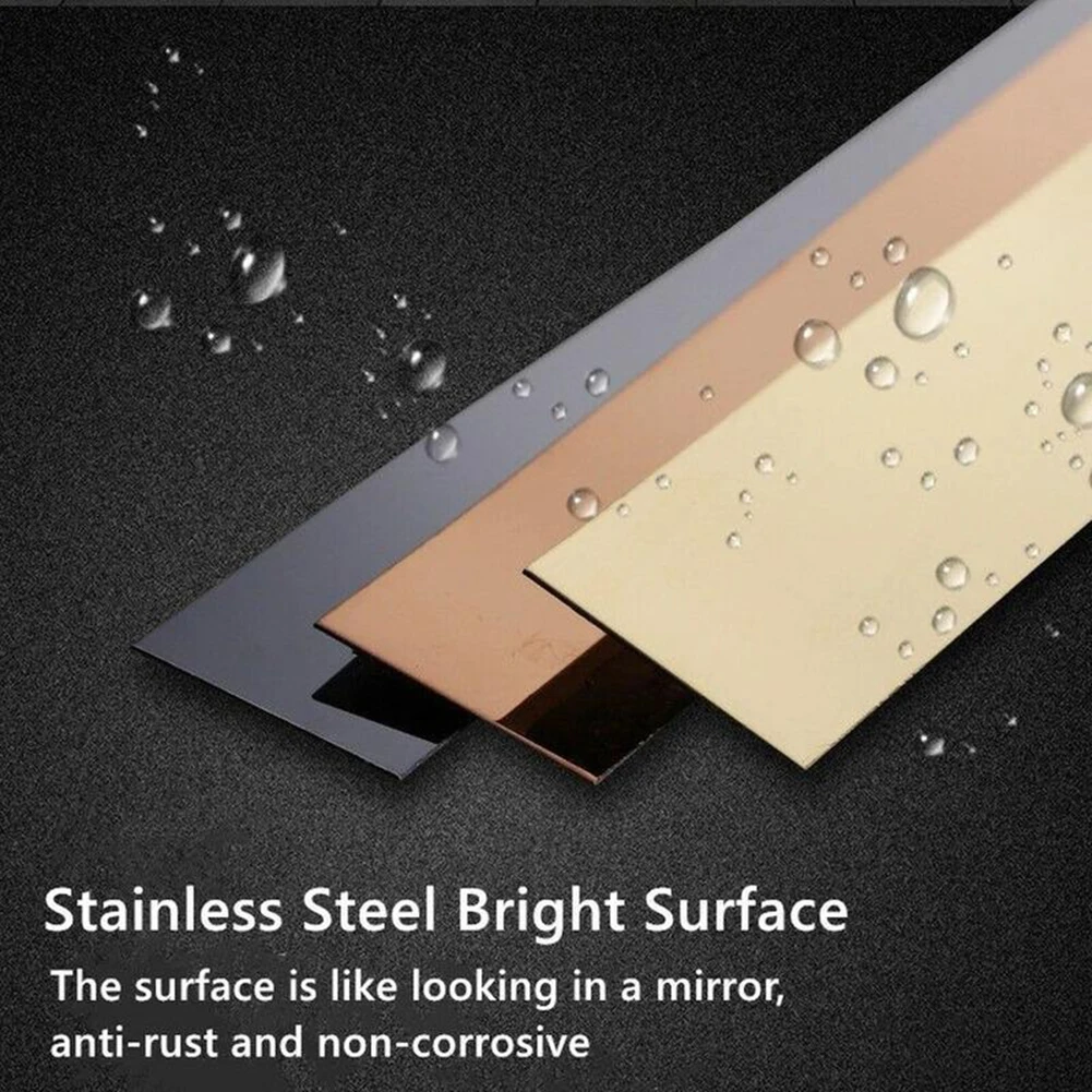 

5M Self Adhesive Stainless Steel Bar Mirror Metal Strip Decor Moulding Trim Wall Ceiling Decorative Lines Gold Tape
