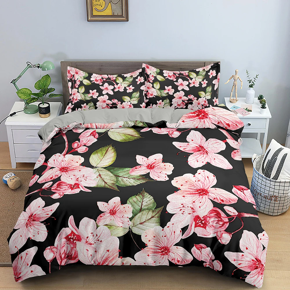 

Floral Leaves Print Bedding Set Soft Breathable Duvet Closure Multiple Sizes Quilt Cover Home Textiles Cover With Zipper