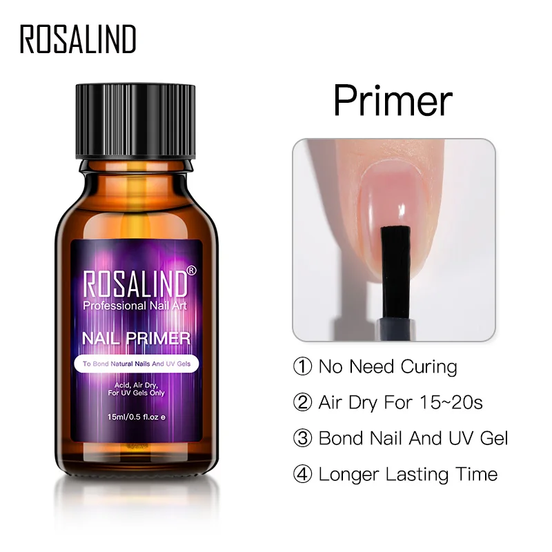 ROSALIND 15ml Nail Dehydrator Primer Bright Gel Nail Polish For Free Grinding Nail Art Hybrid Varnishes LED/UV Lamp Nail polish images - 6