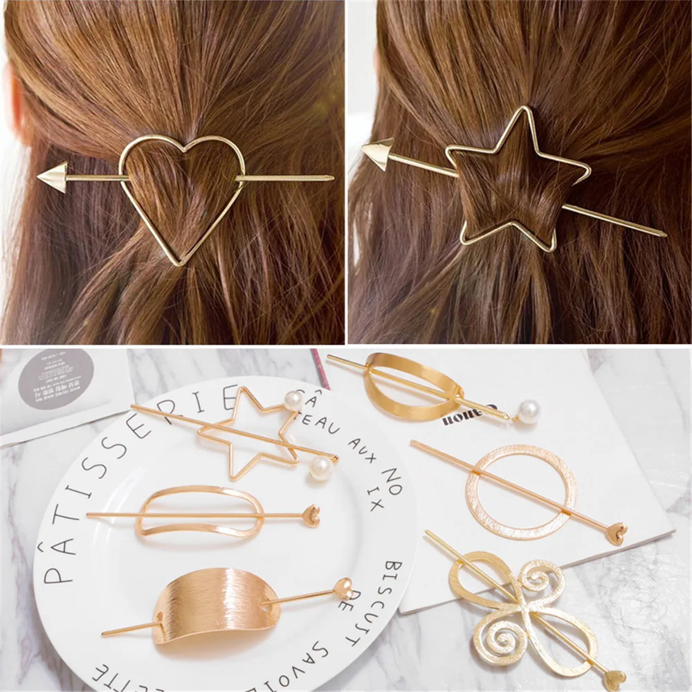 

Fashion Hollow Pearl Hair Clip for Women Girls Star Shape Pearl Pendant Hair Sticks Ponytail Holder Hairpin Hair Accessories