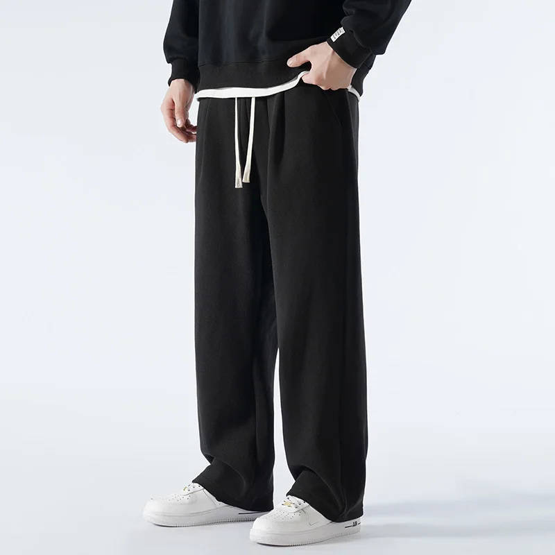 Зимние толстые флисовые теплые спортивные штаны мужские утолщенные широкие