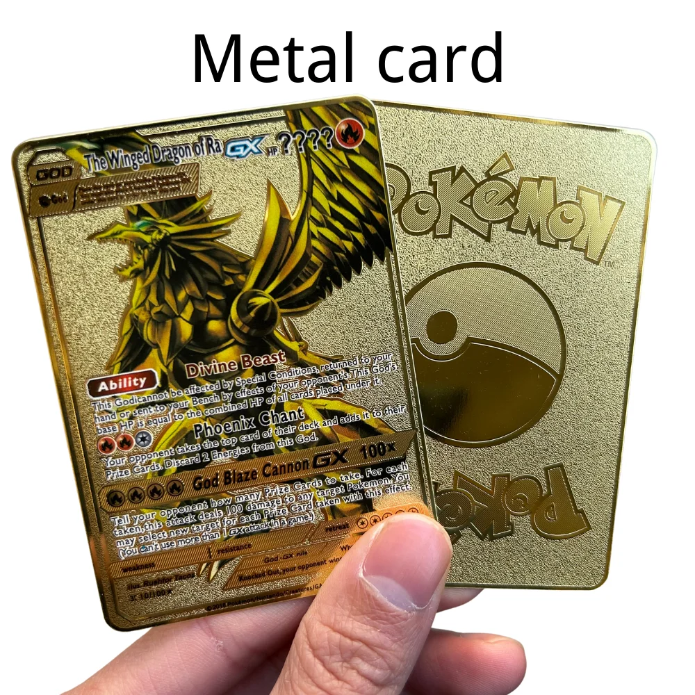 Newest Pokemon Vmax V GX EX Shiny Gold Metal Card PV French Game Tag Team Fighting Ordering Series Child Christmas Gift