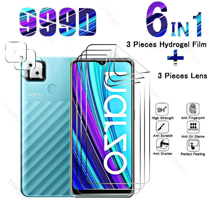 

6in1 Full Cover Front Hydrogel Film for Realme Narzo 30A Safety Screen Protectors for Realme Narzo 30 A RMX3171 6.5" Camera Lens