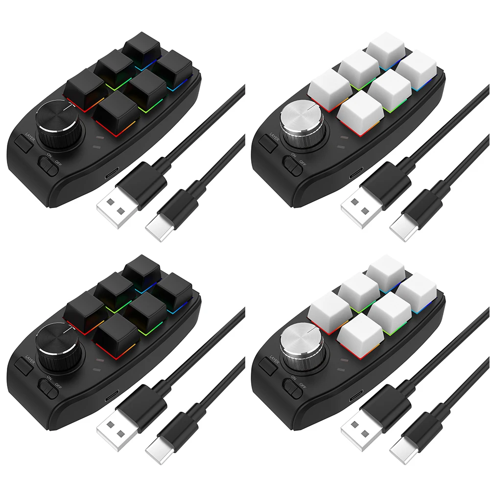 

Программирование макросъемки пользовательская ручка клавиатура RGB 6 клавиш копия вставка Мини-кнопка для фотошопа игровая клавиатура Меха...