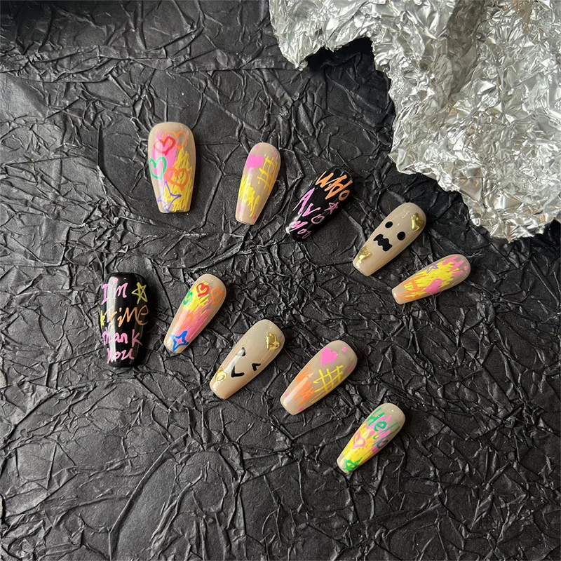 

Hand-painted graffiti Ten-piece Wearable Artificial Nails