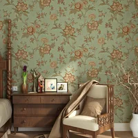 Modern Simple Green Flowers Wallpaper Soild Color Non-woven Wallpaper For Bedroom Living Room Sofa TV Background