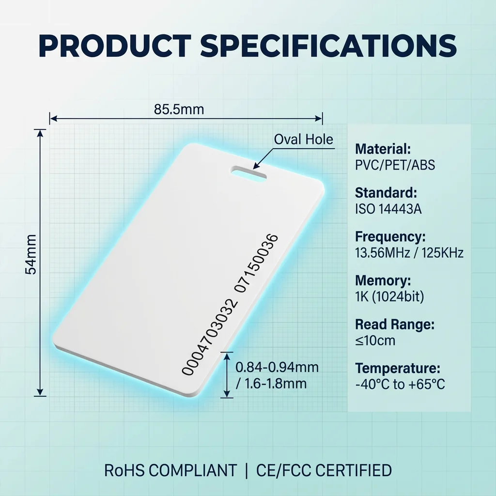 Фото Карта RFID ISSI 4439, 13,56 МГц, толщина 1,8 мм, ISO 14443A, белая, из ПВХ, пустая, для контроля доступа, для дверей, память 1K №4