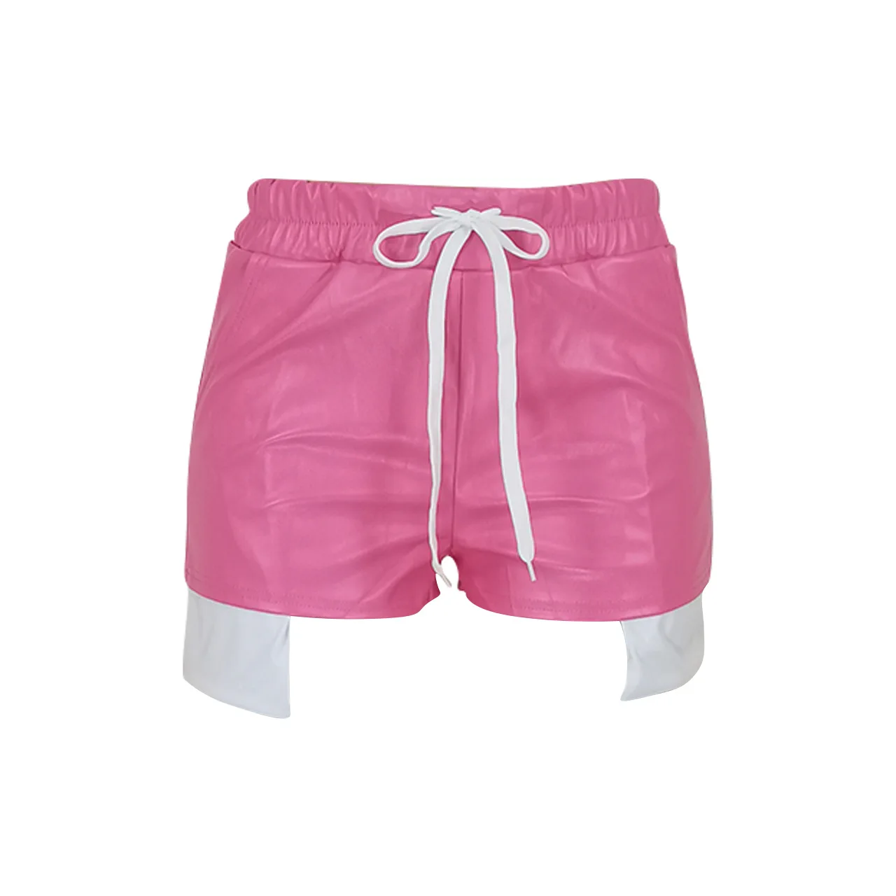 Sexy Nightclub Leather Shorts Women High Waist Fashion Push Up Leather Short with Pockets Sports Streetwear Womens Hot Shorts