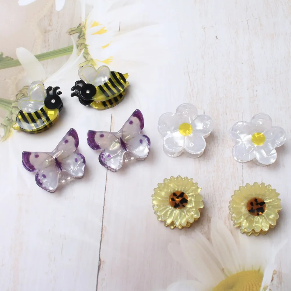 4 упаковки заколка для волос маленькая с изображением ромашки женщин и девочек