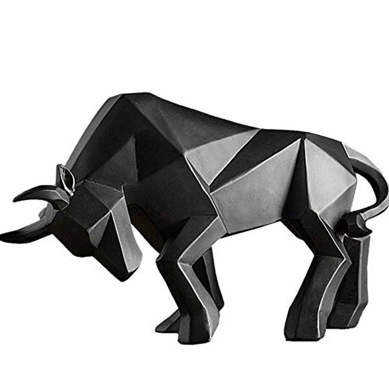 YuryFvna Morden Geometric Bull Statue Ornament Cafe Cattle Sculptures Animal Figurines Abstract Hotel Home Decoration images - 6