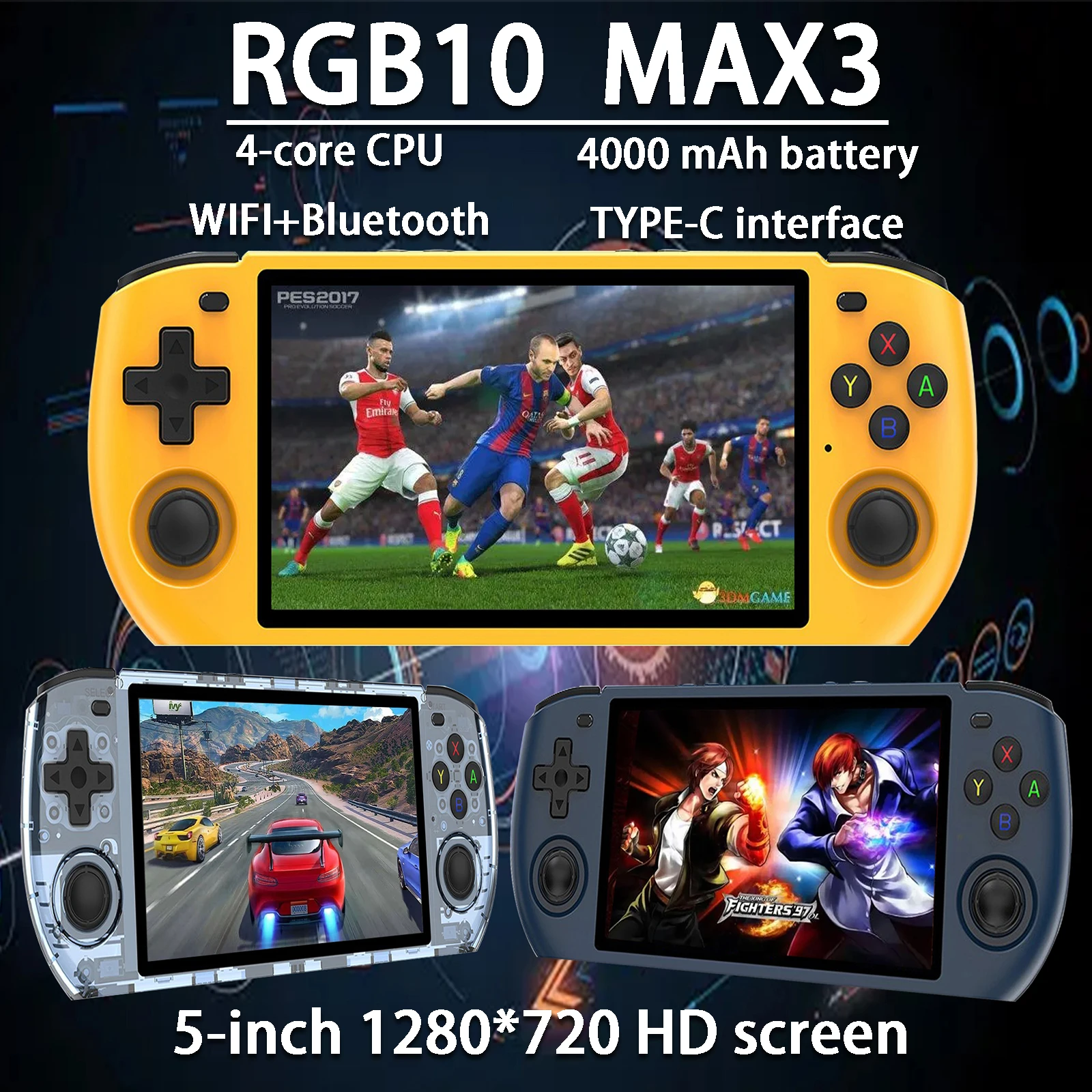 POWKIDDY RGB10 MAX3 5 0 дюймов 1280*720 Ips экран ретро видео портативная игровая консоль с