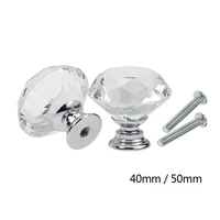 10pcsset 4050mm diamond shape design crystal glass knobs cupboard drawer pull kitchen cabinet door wardrobe handles hardware