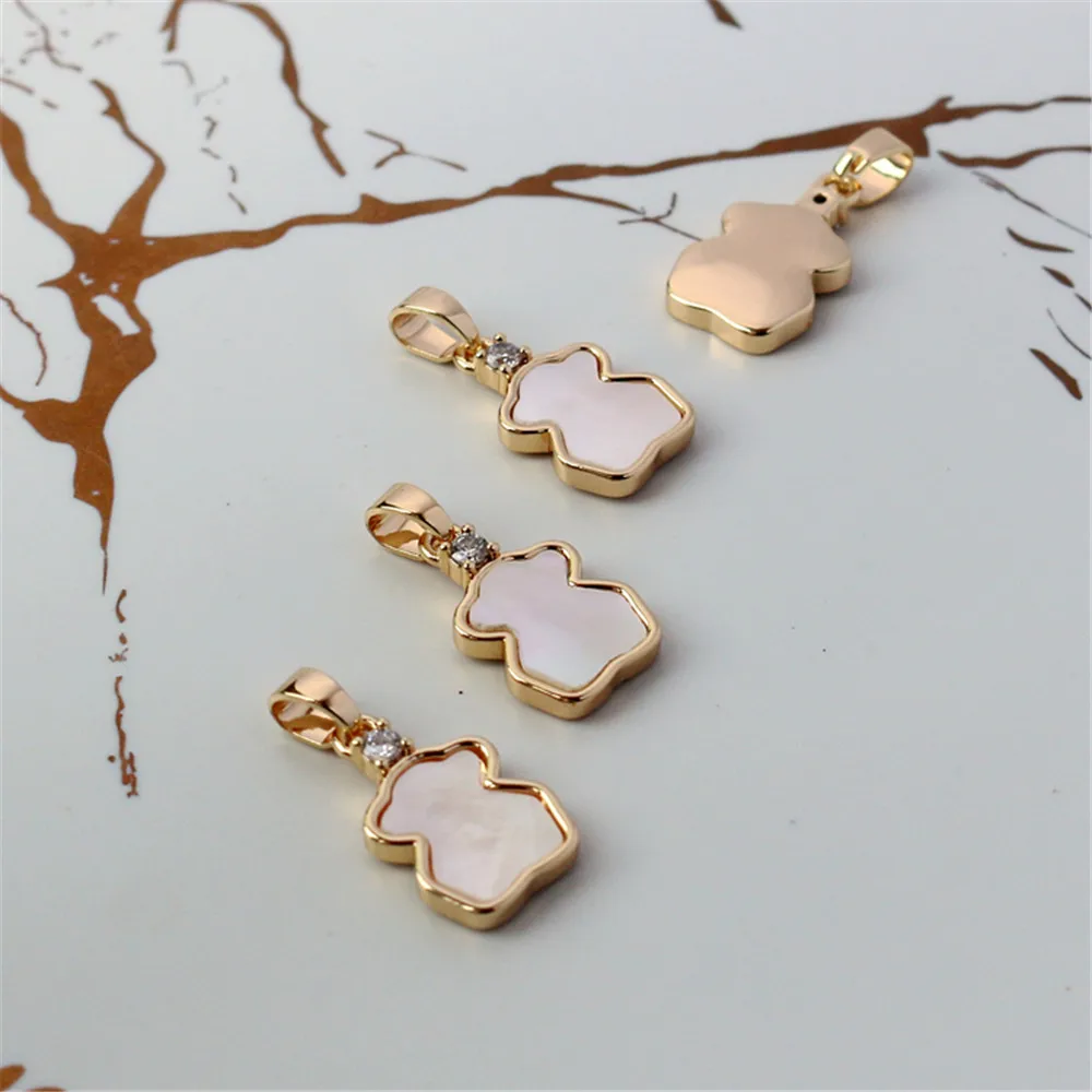 

14K gold wrapped color inlaid zircon Shell Pendant 9.5*15.5mm bracelet necklace DIY Pendant