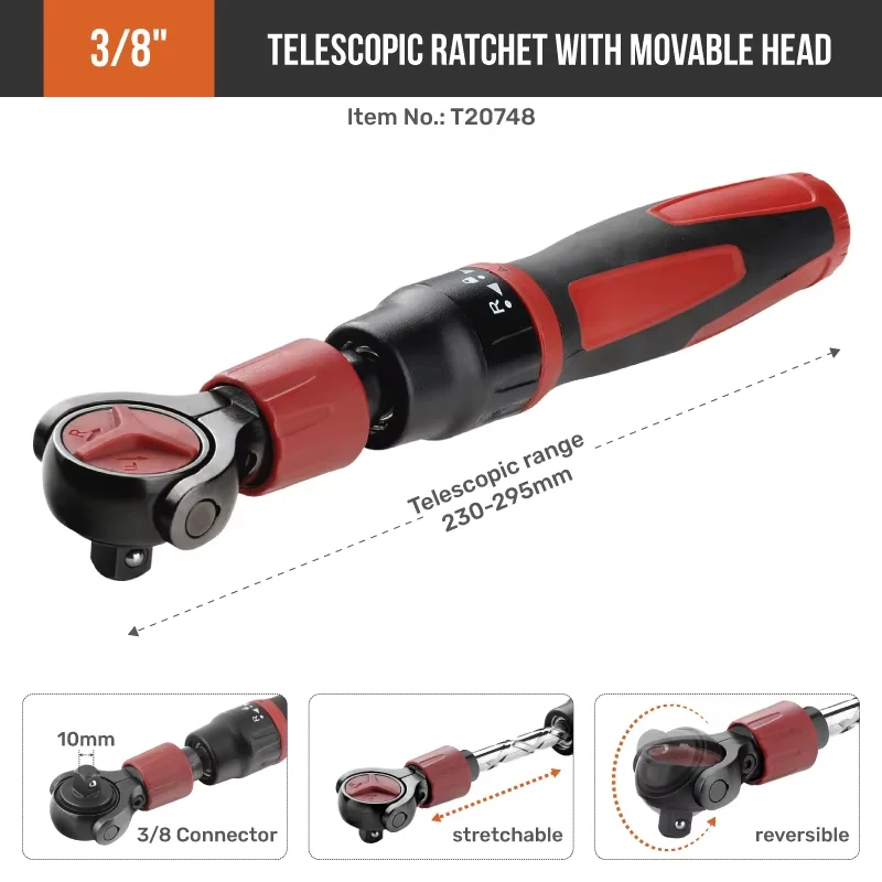 Hi-Spec Стальной гаечный ключ 3/8 дюйма с трещоткой