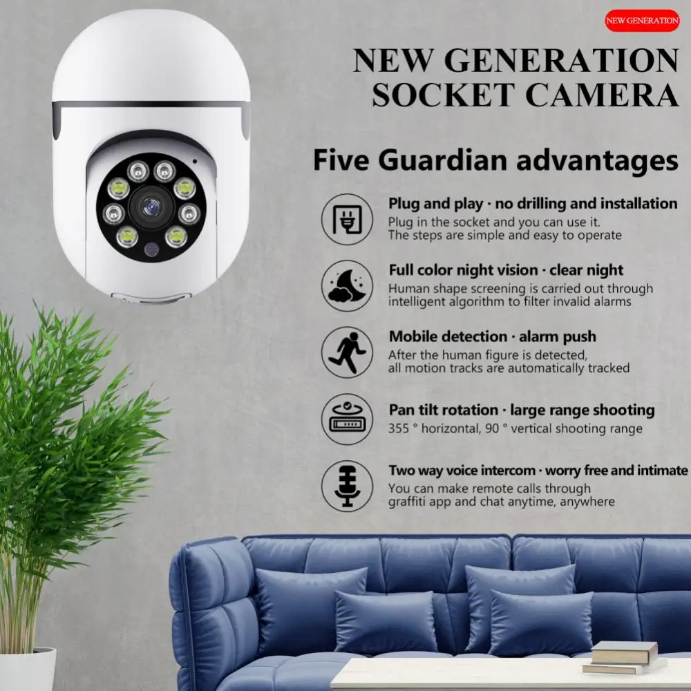 

Wifi Ip Camera With Motion Detection 360 Rotating Security Infrared Night 1080p Automatic Alarm Wifi Cameras 3mp