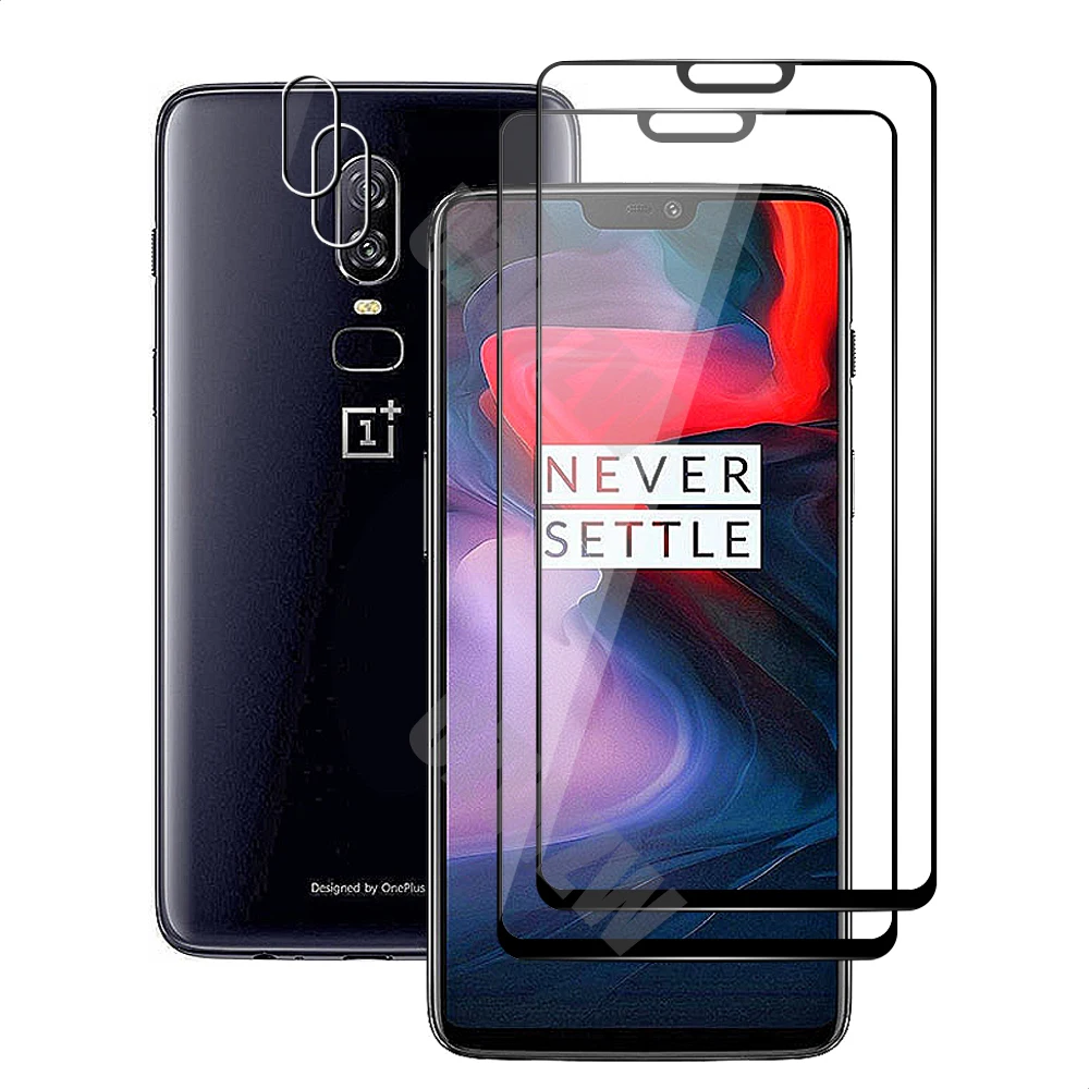 4 в 1 для Oneplus 6 (2 шт.) полное покрытие закаленное стекло Защита экрана и Защитная