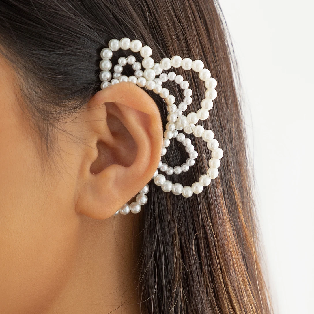 

Ingemark 1PC Boho Imitation Pearl No Piercing Clip Earrings for Women Wed Bridal C Shape Cuff Earrings Left Ear Jewelry Bijoux