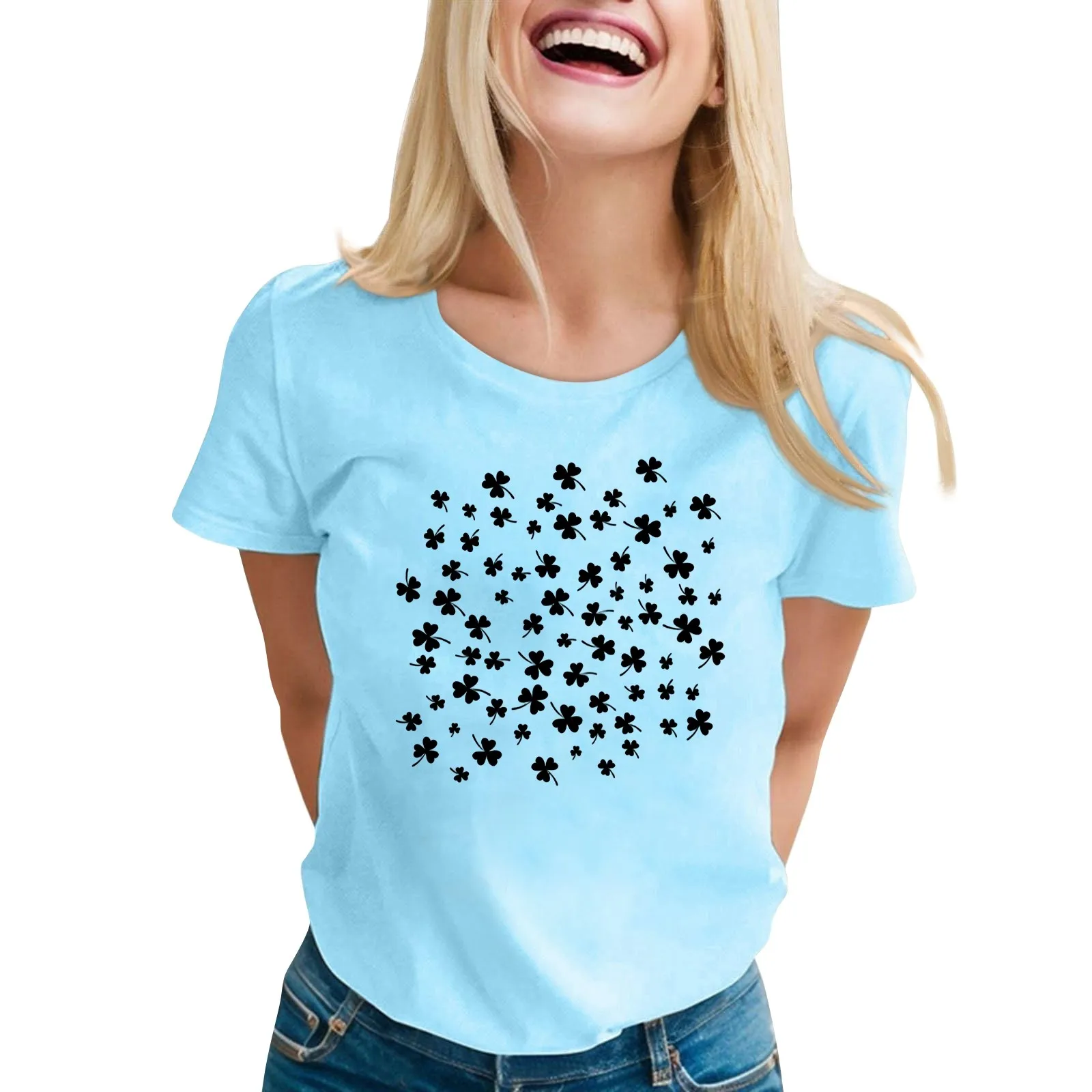 Женская Повседневная Свободная облегающая футболка с принтом пуловер круглым