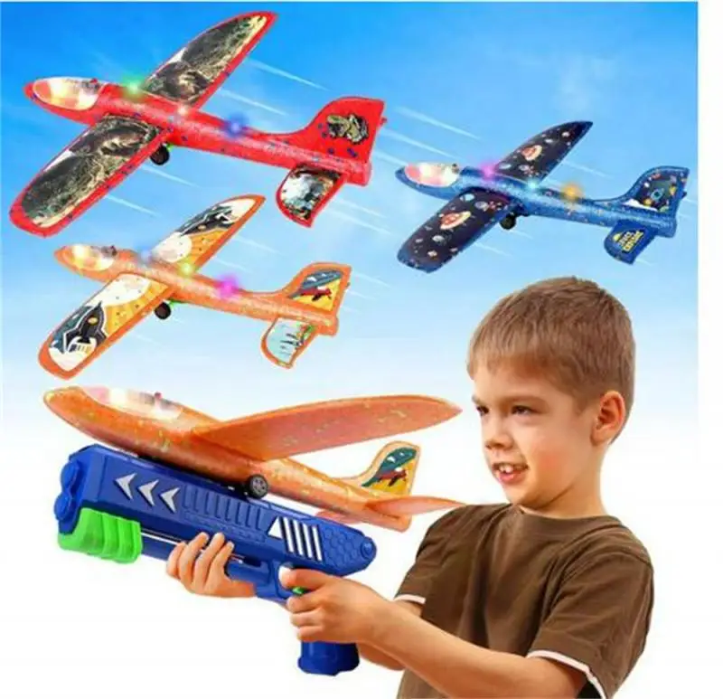 

Airplane Launcher Toy Foam Glider Led Plane 2 Flight Mode Catapult Plane Boy Toys Outdoor Sport Flying Toys For 4 -12Y Kids