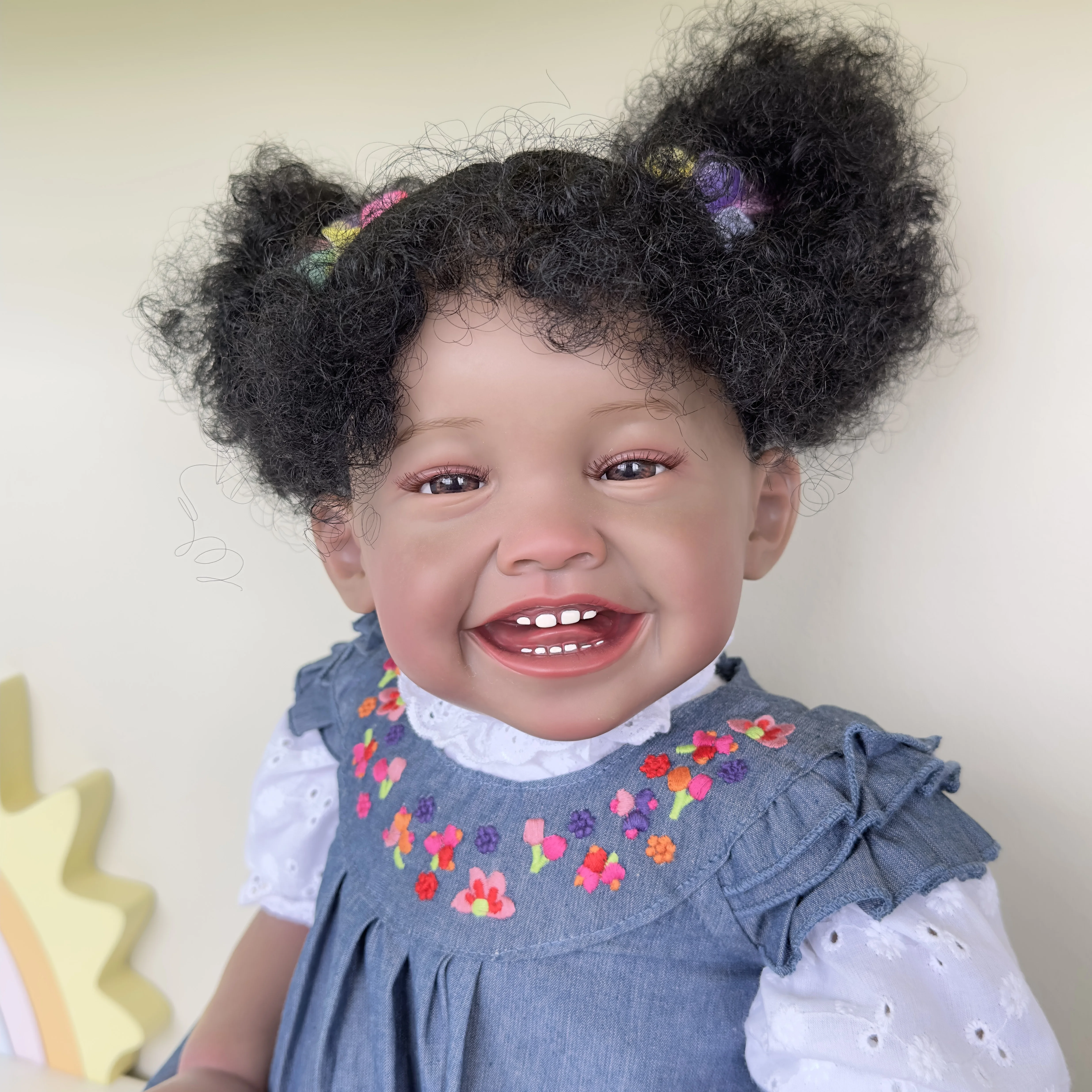 24inch Mila Dark Brown Skin Reborn Toddler Girl Doll Happy G