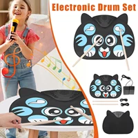 portable kids electronic drum kit 9 silicone drum pads kit usbbattery foldable with percussion foot drum sticks drum a4s0
