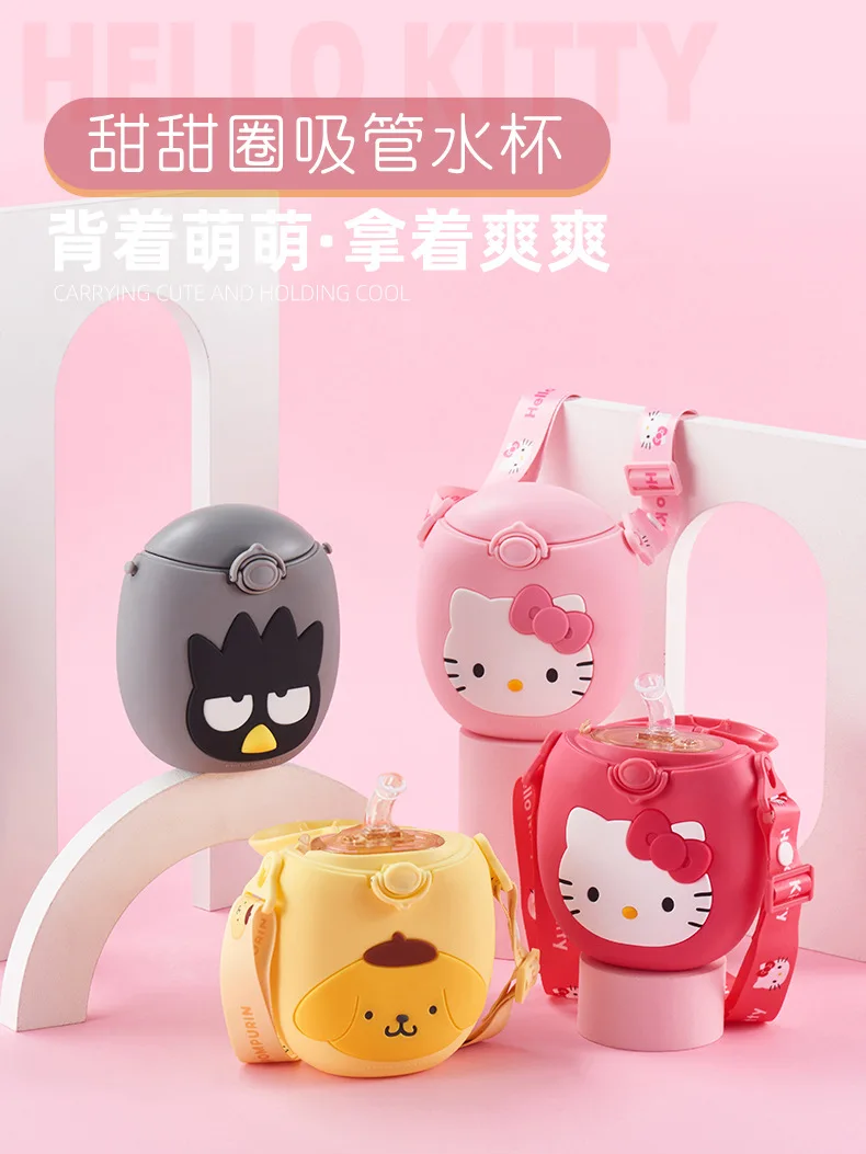 

Sanrio HelloKitty Mymelody BadBadtz-maru Purin пончик соломенная чашка с силиконовой крышкой чашка для младенцев детей Летняя чашка