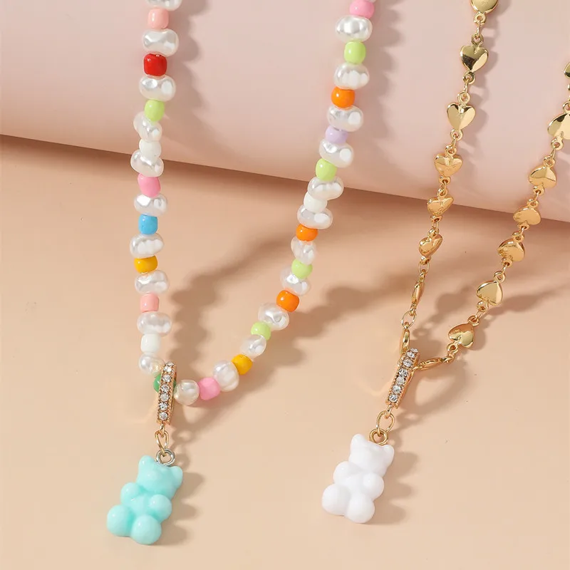 ZOSHI 2 шт. Новое модное ожерелье с медведем для женщин позолоченное ошейники