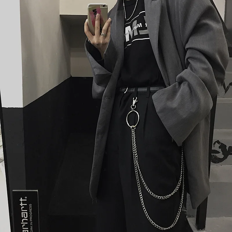 

Металлическая цепочка на талию в стиле панк-рок для мужчин и женщин, цепочка для ключей с большим кольцом, кошелек, унисекс, ювелирные издели...