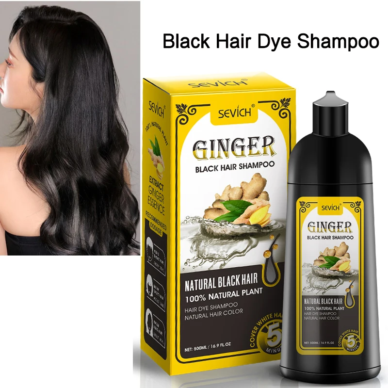 500ml Permanent Black Hair Dye Shampoo Fast Dyeing Black Long Lasting Organic Natural Ginger Hair Color