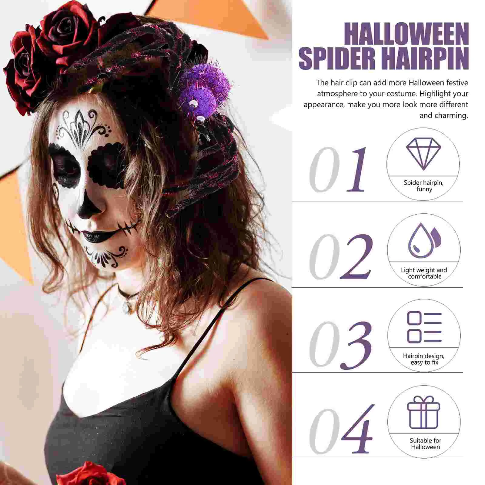 Платье для косплея реквизит заколка волос в виде паука праздничный головной убор