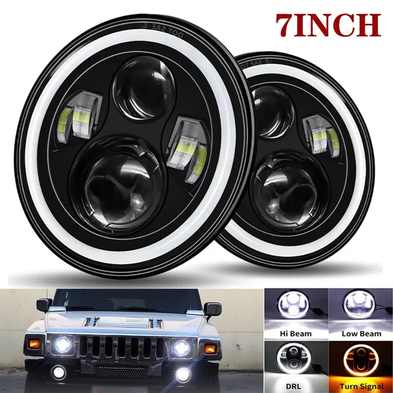 7-дюймовая светодиодная автомобильная мотоциклетная фара DRL H4 для Harley BMW Yamha Honda Jeep