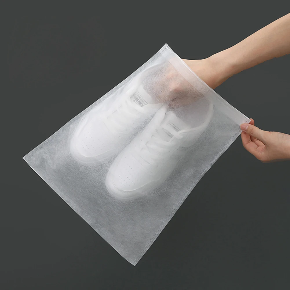 Non-Woven Shoe Dust Covers Dustproof Drawstring Clear Storage Bag Travel Pouch Shoe Bags Home Storage Organization