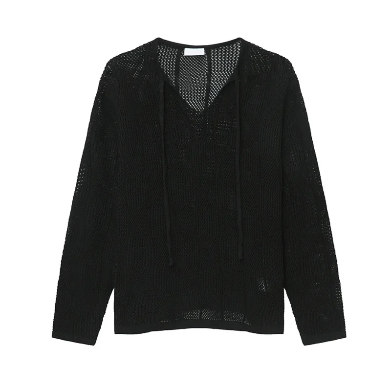 Мужской свитер с вырезами свободный винтажный пуловер оверсайз в Корейском