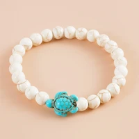 tulx new sea turtle beads bracelets for women men classic natural stone elastic friendship bracelet beach jewelry