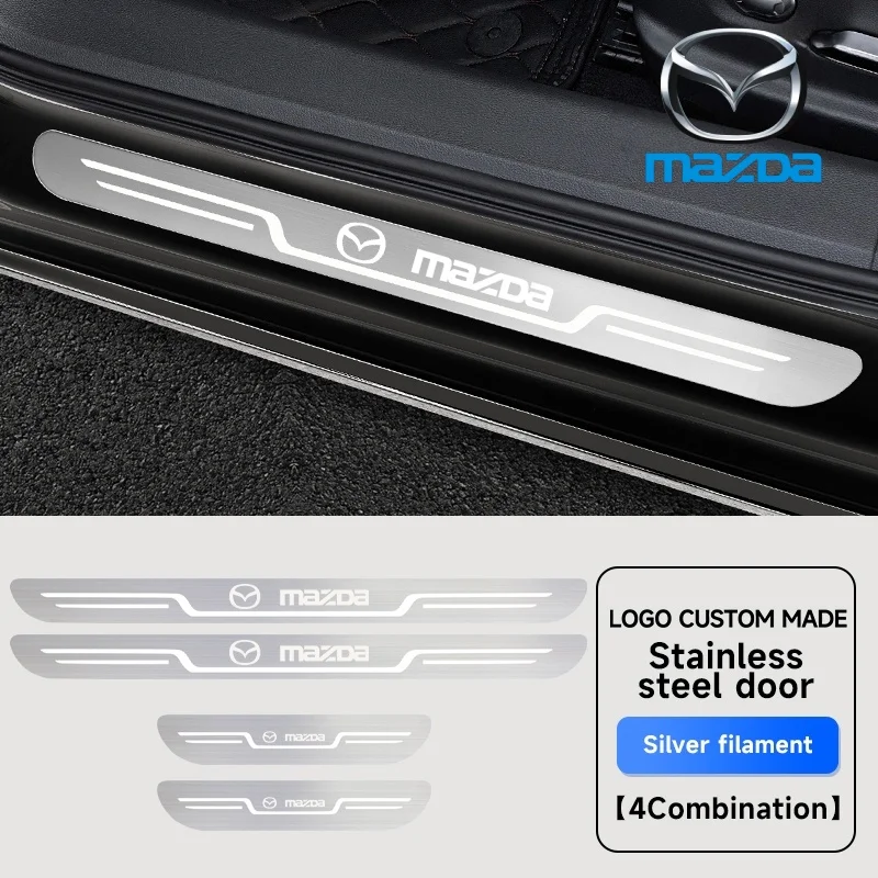 

Автомобильная накладка на порог из нержавеющей стали для Mazda Axela Atenza 3 2 6 CX3 CX5 CX30 CX8 CX9 MX5 RX7 RX8 SKYACTIV аксессуары