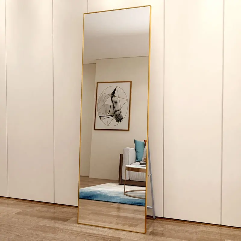 

Красивое золотистое напольное зеркало с металлической рамой длиной 65 х22 дюйма, идеальное домашнее декоративное вертикальное зеркало для долговечного вида.
