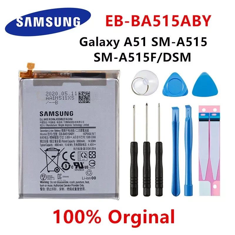 

NEW2023 Orginal EB-BA515ABY 4000mAh Replacement Battery For Samsung Galaxy A51 SM-A515 SM-A515F/DSM Batteries+Tools