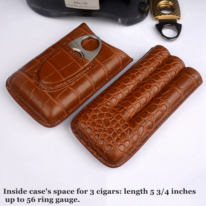 Кожаный портсигар 54R Держатель для сигар Коричневый дорожный Humdor W Резак из