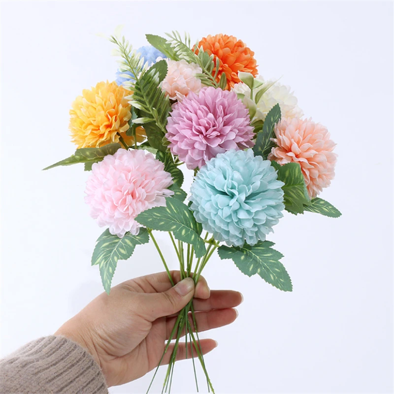 

New 5pcs 29cm Simulation Hydrangea Chrysanthemum Ball Fake Silk Flower Wedding DIY Home Garden Home Decoration Bouque