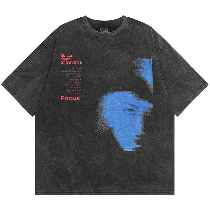 

Футболка мужская винтажная в стиле хип-хоп, стильная тенниска с графическим принтом букв в стиле панк/готика, модная уличная одежда в стиле ...