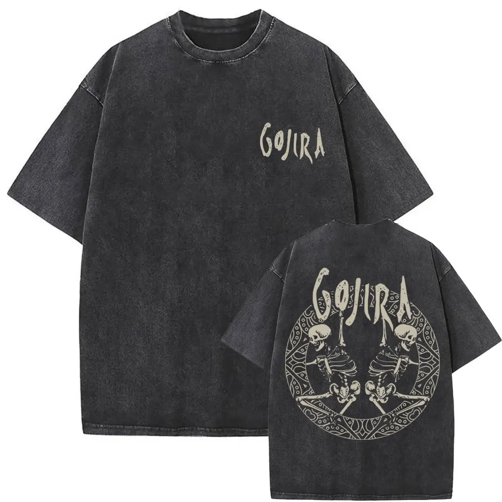 Washed Vintage Metal Band Gojira T-shirt From Mars To Sirius Flying Whales Snake Graphic Tshirt Men Women Fashion Oversized Tees