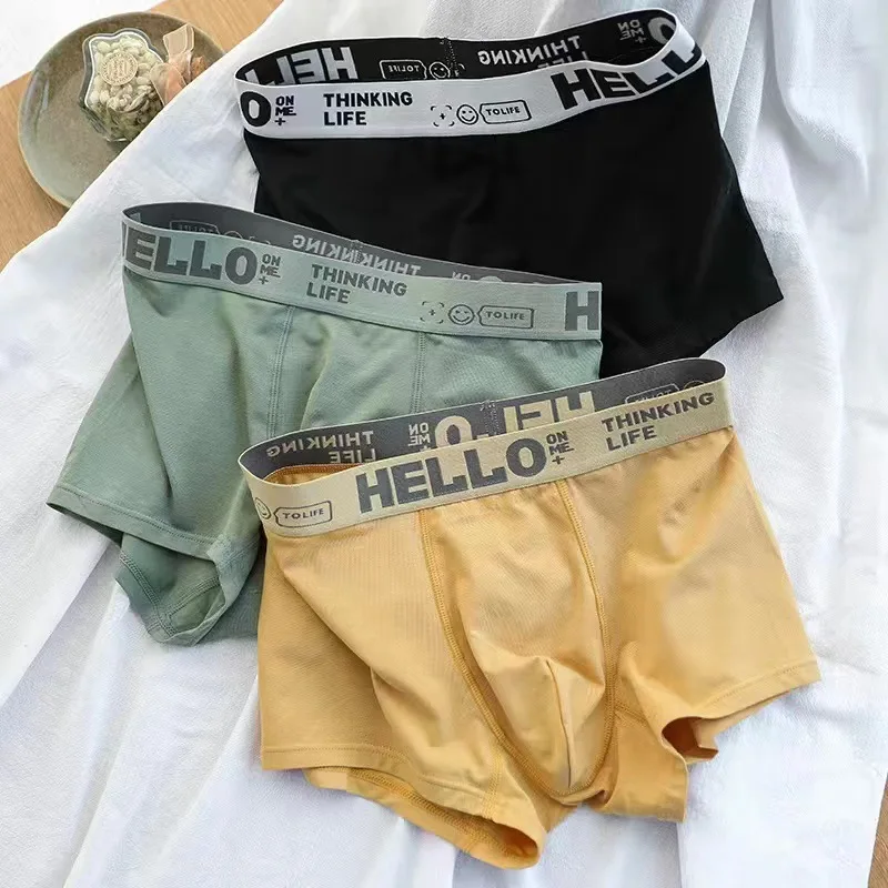 3pcs Men Underwear Cotton Sexy Men's Boxer Shorts Panties Breathable U Convex Underpants Male Plus Size