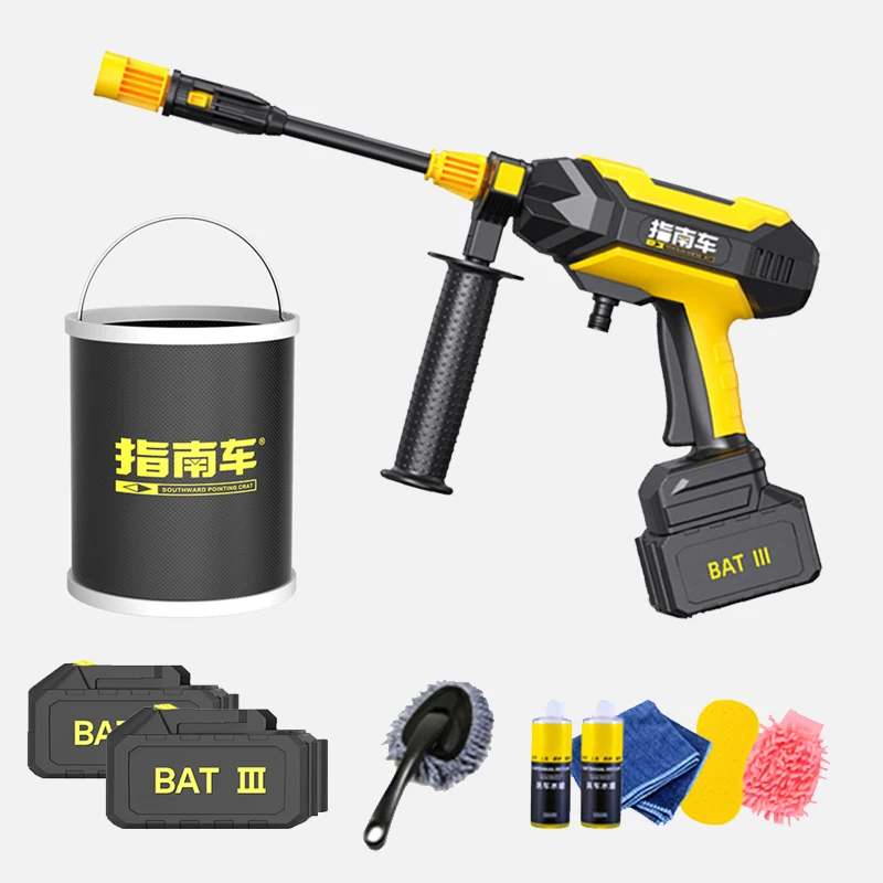 45000mah Cordless High Pressure Car Washer 2 Battery Car Wash Water Gun with Foam Generator Brush Towel Hand Washing Pump Spray