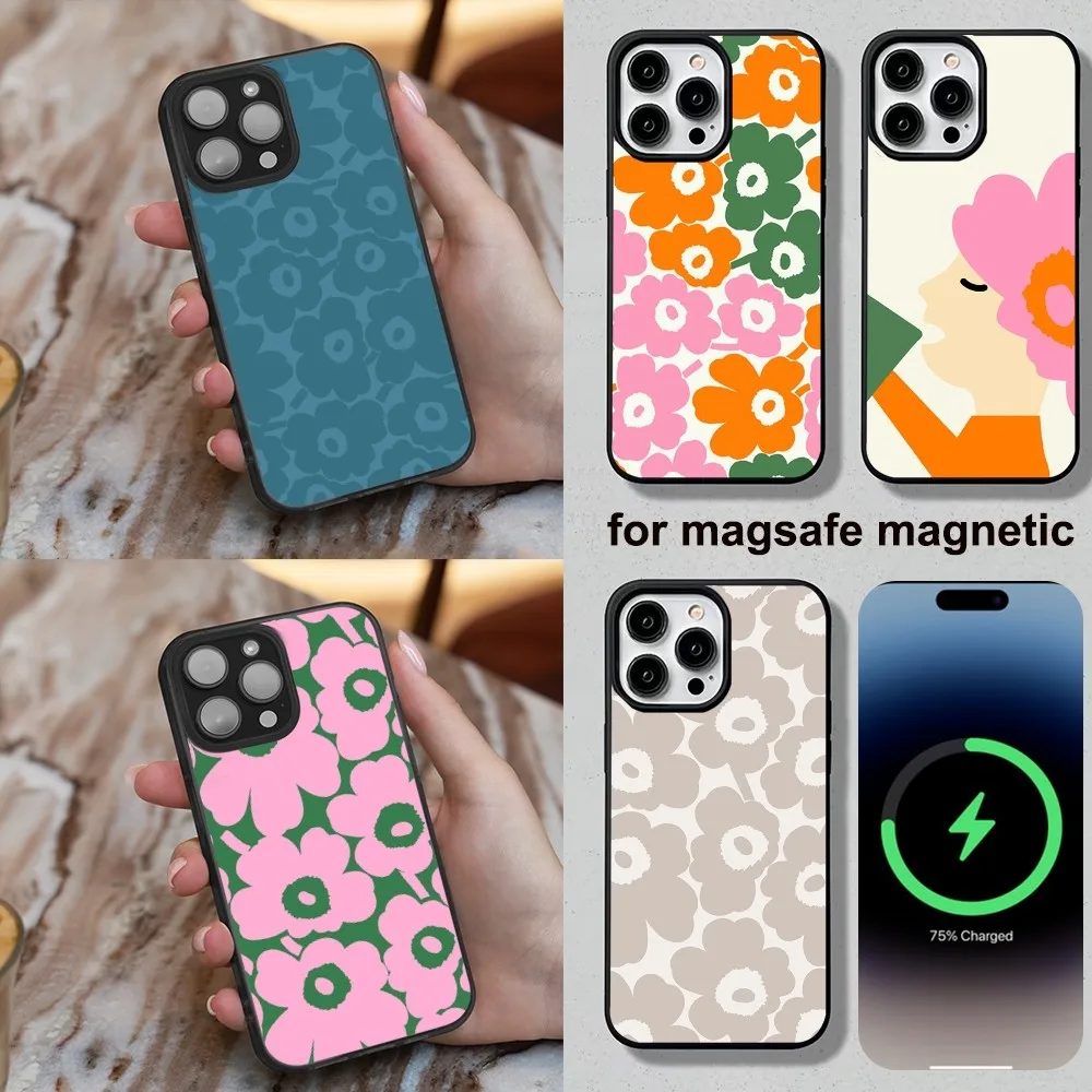 Flower U-Unikko Phone Case For iPhone 16 15 14 13 12 11 Plus Pro Max Mini Magesafe Magnetic Wireless Charge