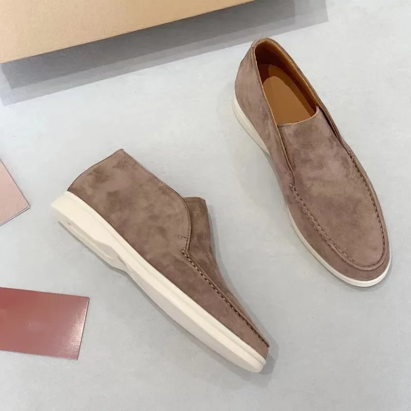 

2023 Top-quality Loafers Flat Shoes women Casual Moccasins Suede Leather Shoes Ladies Slip on Open Walk Shoes Man Ankle Boots